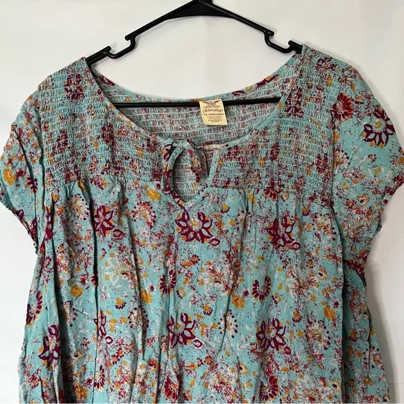 Faded Glory Blue Pleated Cap Sleeve Tunic - Picture 3 of 5